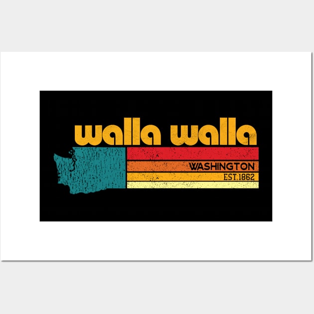 walla walla Washington Retro EST.1862 Wall Art by DarkStile